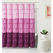GoodGram Home Sally Gypsy Ombre Ruffled Fabric Shower Curtains - Pink