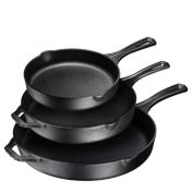 Bruntmor Enemeled Cast Iron 3 Piece Skillet Bundle 12 + 10 + 8 Set - Cast Iron Frying