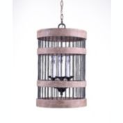 TX USA Angelina Wood and Metal Cylinder Chandelier - Natural