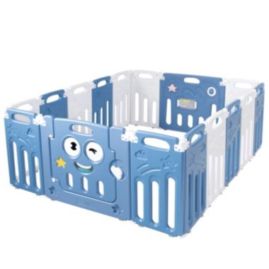 Gymax 16-Panel Foldable Baby Playpen Kids Activity Centre w/ Lock Door & Rubber Mats. View a larger version of this product image.