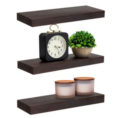Details about   Decorative Brown Floating Wall Wood Shelves Shelf Display Home Decor Set of 4 