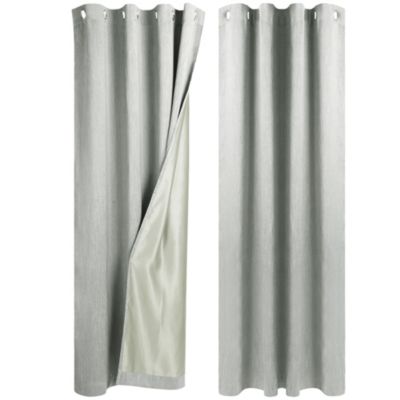 PiccoCasa Linen Textured Look Blackout Curtains for Bedroom 2 Panels, Noise Reduce Insulated Room Darkening Curtains with Grommet Top, Solid Farmhouse Living Room Curtains 52" x 84" Gray