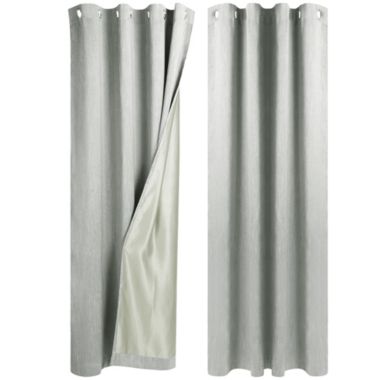 PiccoCasa Linen Textured Look Blackout Curtains for Bedroom 2 Panels, Noise Reduce Insulated Room Darkening Curtains with Grommet Top, Solid Farmhouse Living Room Curtains 52" x 84" Gray. View a larger version of this product image.