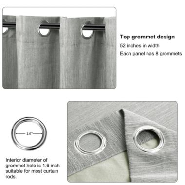 PiccoCasa Linen Textured Look Blackout Curtains for Bedroom 2 Panels, Noise Reduce Insulated Room Darkening Curtains with Grommet Top, Solid Farmhouse Living Room Curtains 52" x 84" Gray. View a larger version of this product image.