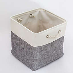 Kitcheniva Large Storage Basket Rectangular Fabric Collapsible Organizer Bin Box 13×13×13In White Dark Gray