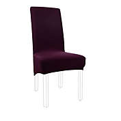 PiccoCasa Solid Dining Chair Covers, Soft Home Chair Cover Strech Spandex Long Back Dining Chair Seat Cover Protector Dark Purple