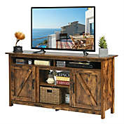 Costway-CA 60&quot;Industrial TV Stand Entertainment Center with Shelve and Cabinet-Brown