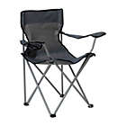 Alternate image 0 for Emma and Oliver Folding Camping Chair, Gray PE Coated Canvas with Gray Steel Tube Frame, Integrated Cupholder and Convenient Carry Bag