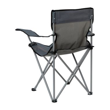 Emma and Oliver Folding Camping Chair, Gray PE Coated Canvas with Gray Steel Tube Frame, Integrated Cupholder and Convenient Carry Bag. View a larger version of this product image.