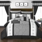 Alternate image 3 for Chic Home Irina Pinch Pleat Pintuck Design BIB Sheet Set 20 Pieces Comforter Pillowcases Window Treatments Decorative Pillows & Shams - King 104" x 90, Black