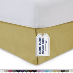 SHOPBEDDING Tailored Bed Skirt - King, 14 inch Drop, Cotton Blend , Gold, Bedskirt with Split Corners (Available in 14 Colors) by BLISSFORD