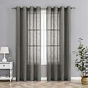 Kate Aurora 2 Pack Lux Thread Premium Woven Grommet Top Sheer Curtain Panels - Charcoal