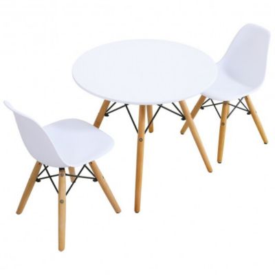 Costway Kids Modern Dining Table Set with 2 Armless Chairs
