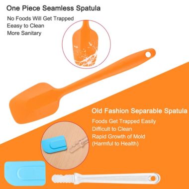 Unique Bargains Set of 4 Silicone Spatula, Heat Resistant Kitchen Flipping Turner Non Stick Spatula for Cooking Baking and Mixing Red+Green+Orange+Pink. View a larger version of this product image.