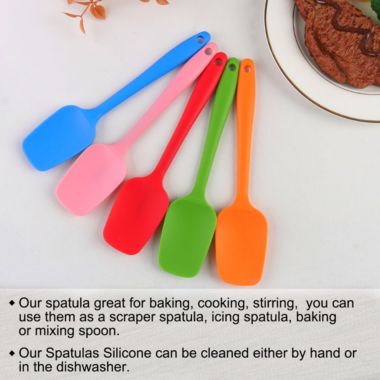 Unique Bargains Set of 4 Silicone Spatula, Heat Resistant Kitchen Flipping Turner Non Stick Spatula for Cooking Baking and Mixing Red+Green+Orange+Pink. View a larger version of this product image.