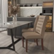 Emma + Oliver Beige LeatherSoft Parsons Chair with Rolled Back & Nail Trim