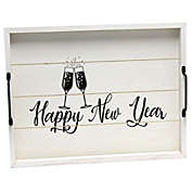 Elegant Designs Decorative Wood Serving Tray with Handles, 15.50" x 12", "Happy New Year"