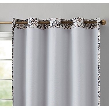 THD Paisley Faux Silk 100% Blackout Room Darkening Thermal Lined Energy Efficient Curtain Grommet Panels - Pair. View a larger version of this product image.