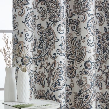 THD Paisley Faux Silk 100% Blackout Room Darkening Thermal Lined Energy Efficient Curtain Grommet Panels - Pair. View a larger version of this product image.