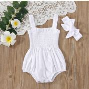 Laurenza&#39;s Baby Girls&#39; White Smocked Romper with Headband