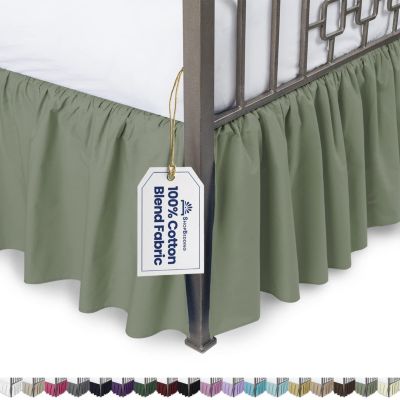 SHOPBEDDING Ruffled Bed Skirt with Split Corners - Full, Sage, 18 Inch Drop Cotton Blend Bedskirt (Available in 14 Colors) - Blissford Dust Ruffle.