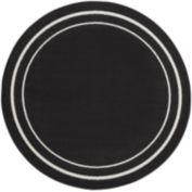 Nourison Essentials 8' x round Black Ivory Contemporary Indoor/Outdoor Rug