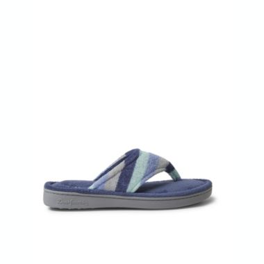 Dearfoams Women's Melanie Colorblocked Microfiber Terry Thong Slipper. View a larger version of this product image.