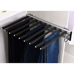 Stock Preferred 9-Arms Pull Out Pants Hanger Organizer Rack in Stainless Steel Black