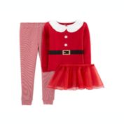 Carter&#39;s Little & Big Girl&#39;s 3 Pc Santa Top Tutu & Pants Set Red Size 8