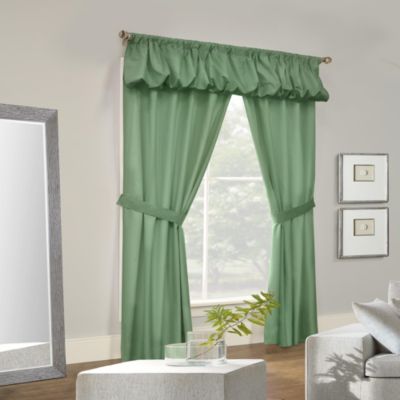 Alcove Curtain Panel Set Polyester Attached Valance Grey 80X63 Washable 