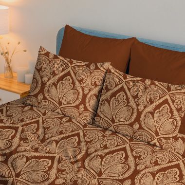Lux Decor Collection 6-Pieces Deep Pocket Microfiber Printed Bed Sheet Set in Queen Size Chocolate. View a larger version of this product image.