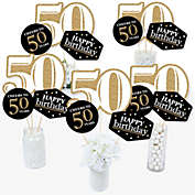 Big Dot of Happiness Adult 50th Birthday - Gold - Birthday Party Centerpiece Sticks - Table Toppers - Set of 15