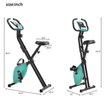 Inq Boutique Folding Stationary Upright Indoor Cycling Exercise Bike with Resistance Bands. View a larger version of this product image.