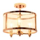Alternate image 1 for Elegant Designs Medium 13" Iron And Glass Shade Traditional Farmhouse Industrial 3-Light Ceiling Mounted Round Semi-Flushmount, Rose Gold