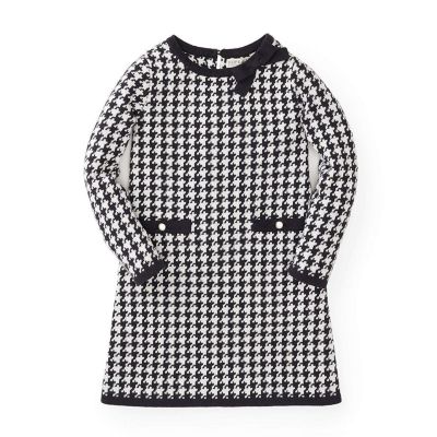 Hope & Henry Girls&#39; Bow Detail Sweater Dress (Black and White, 18-24 Months)