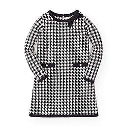 Hope & Henry Girls' Bow Detail Sweater Dress (Black and White, 18-24 Months)