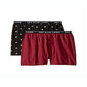 Ralph Lauren Little & Big Boy&#39;s 2 Pk Cotton Boxer Shorts Black/Red Size Small