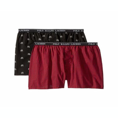 Ralph Lauren Little & Big Boy's 2 Pk Cotton Boxer Shorts Black/Red Size Small. View a larger version of this product image.