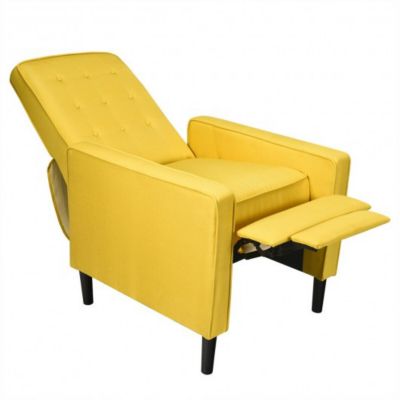 Costway Mid-Century Push Back Recliner Chair -Yellow