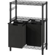 Idealhouse Black Metal Laundry Basket Racks with 2 Removable Laundry Baskets