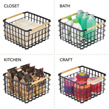 mDesign Metal Steel Wire Square Closet Storage Basket w/ Handles. View a larger version of this product image.