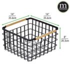 Alternate image 2 for mDesign Metal Steel Wire Square Closet Storage Basket w/ Handles
