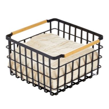mDesign Metal Steel Wire Square Closet Storage Basket w/ Handles. View a larger version of this product image.