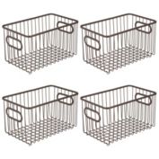 mDesign Metal Kitchen Pantry Food Storage Basket Bin, 10" Long, 4 Pack