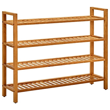 vidaXL Shoe Rack with 4 Shelves 39.4"x10.6"x31.5" Solid Oak Wood. View a larger version of this product image.
