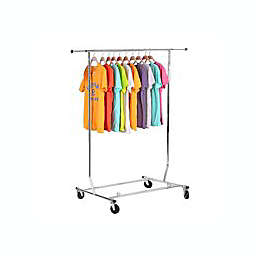 Yaheetech Stainless Steel Adjustable Clothing Garment Rack in Single Rail Chrome