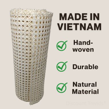 24" Wide Semi-Bleached Rattan Webbing Roll for Caning Projects, Natural Pre - Woven Open Mesh for Caning Chair, Craft Cabinet and Furniture - Rattan Hexagon Cane Webbing - Discount Trends. View a larger version of this product image.