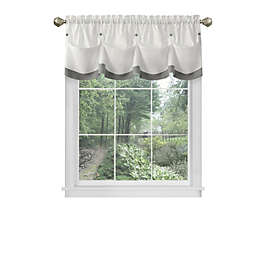 Kate Aurora Country Farmhouse Living Solid Colored Button Tuck Window Valance - 56in W x 14in L, Gray