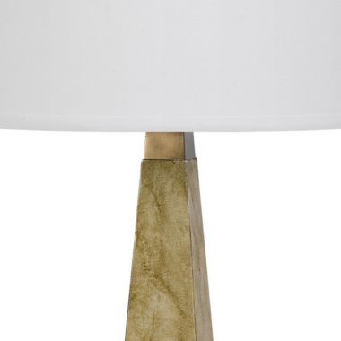 Saltaro Sherpi 28 Inch Resin Pyramid Table Lamp with Dimmer, White and Gold- Saltoro Sherpi. View a larger version of this product image.