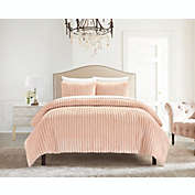 Chic Home Fargo Comforter Set Microplush Channel Quilted Solid Micromink Backing Bedding - Pillow Shams Included - 3 Piece - King 104x90", Blush